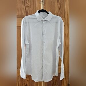Calvin Klein Longsleeve Small Dot No Iron Slim Fit Dress Shirt Size 17 34/35